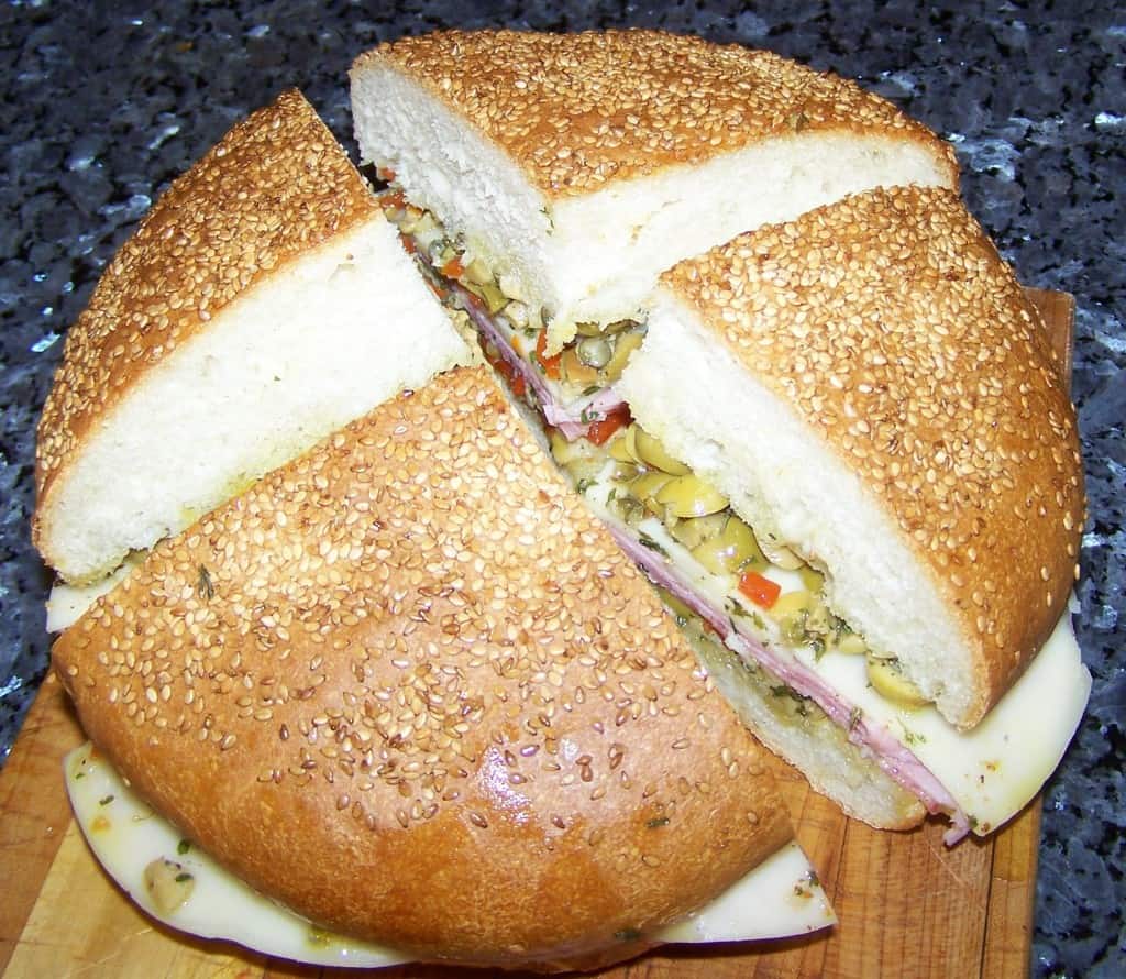 a fresh giant fesh sandwich by a private chef