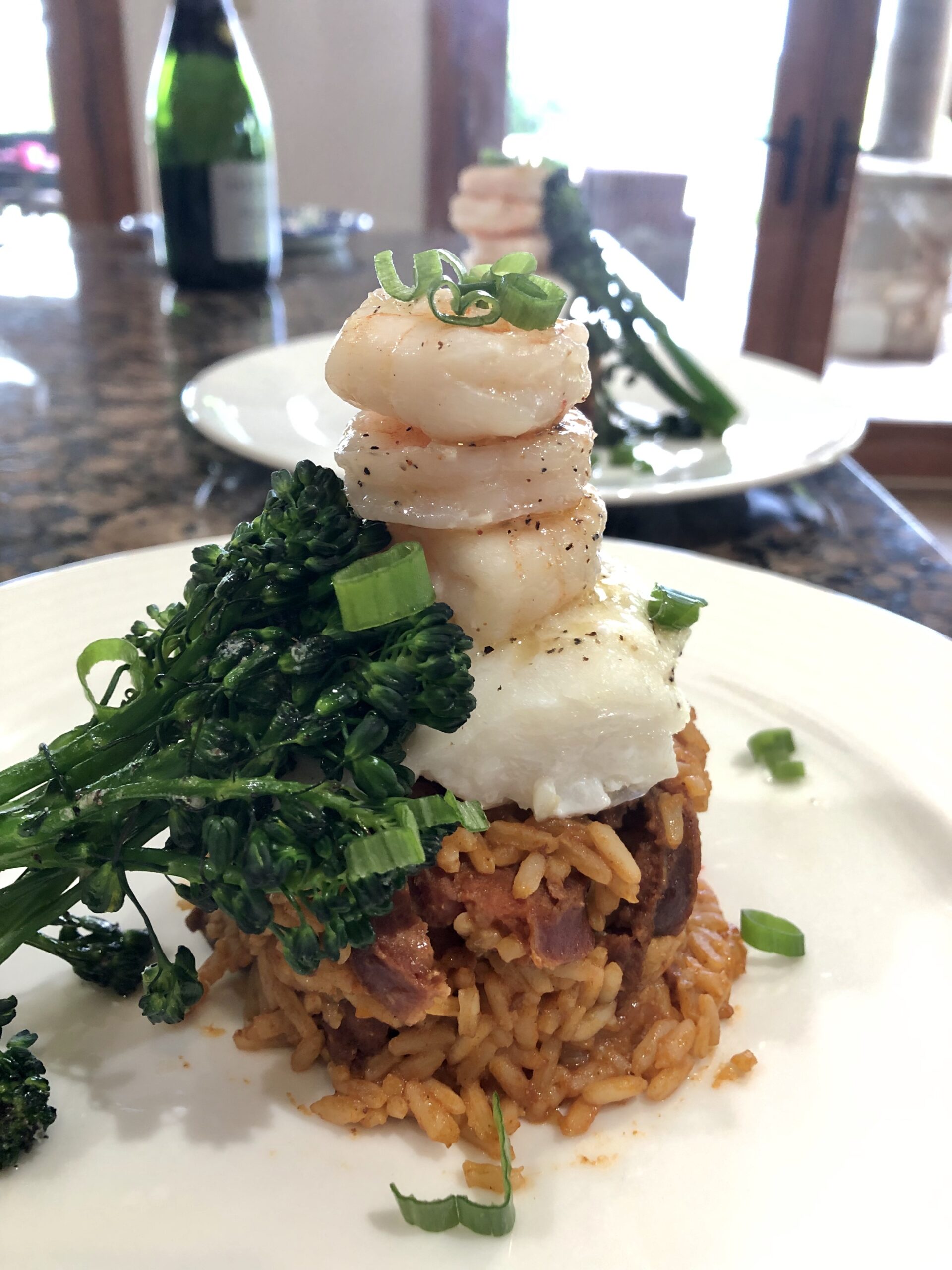 Creole Jambalaya with Seared Fish, Gulf Shrimp & Seasonal Vegetables